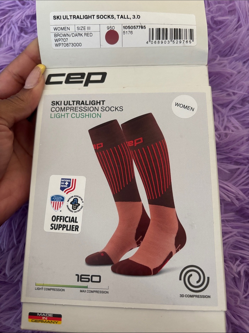 CEP Ski Ultralight Compression Socks - Brown/Dark Red